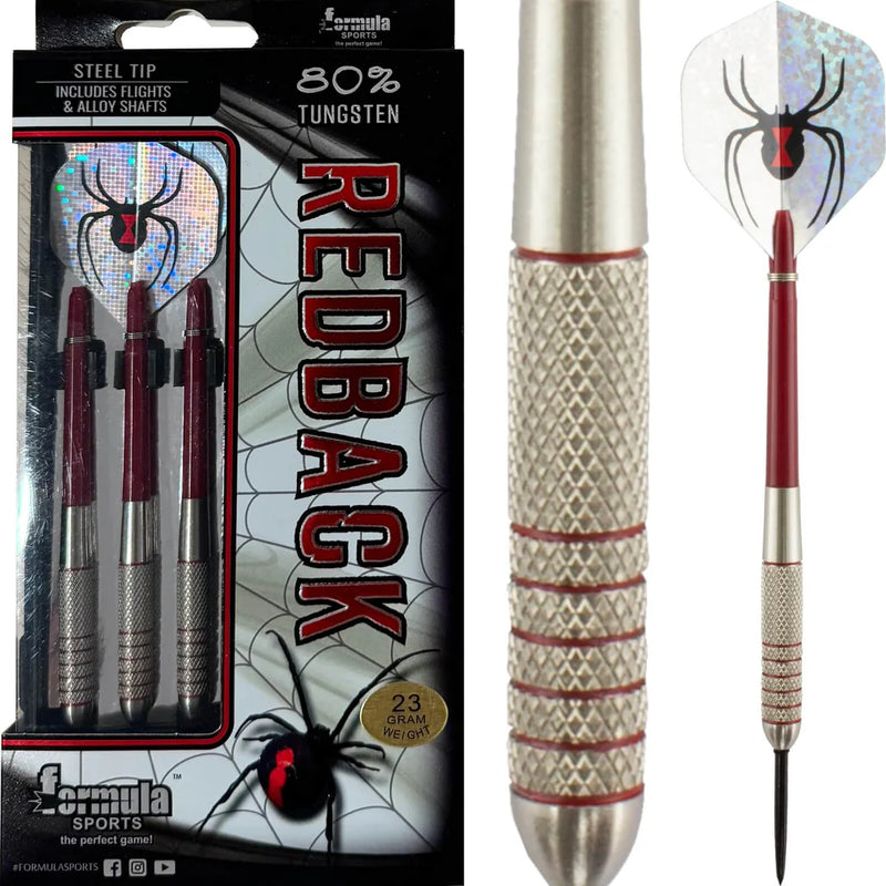 FORMULA SPORTS REDBACK - 23 GRAM 80% TUNGSTEN WITH STEEL TIP DART SET