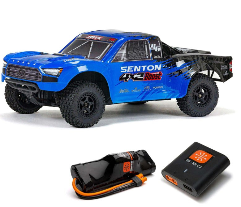 ARRMA SENTON 4X2 BOOST MEGA 1/10 2WD SHORT COURSE TRUCK RTR BLUE BATTERY AND CHARGER INCLUDED