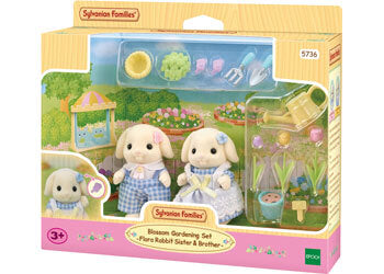 SYLVANIAN FAMILIES 5736 BLOSSOM GARDENING SET FLORA RABBIT SISTER AND BROTHER