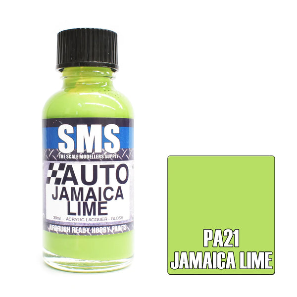 SMS PAINTS PA21 AUTO COLOUR JAMAICA LIME ACRYLIC LAQUER PAINT 30ML