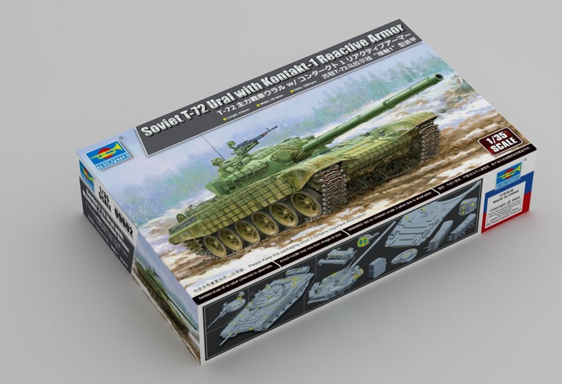 TRUMPETER 9602 SOVIET T-72 URAL WITH KONTACT -1 REACTIVE ARMOUR 1/35 SCALE PLASTIC MODEL KIT TANK