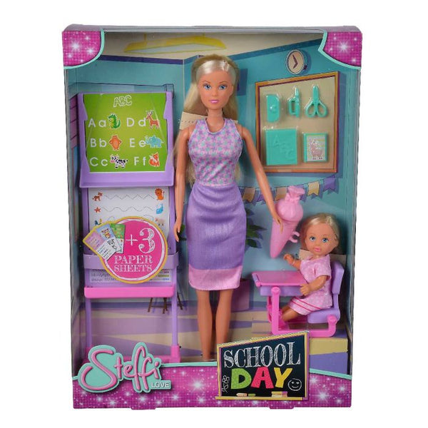 SIMBA STEFFI LOVE SCHOOL DAY 29CM DOLL WITH EVI DOLL AND ACCESSSORIES