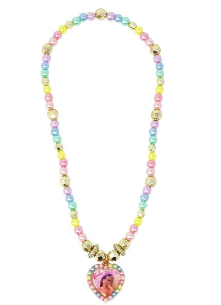 PINK POPPY - BARBIE DREAMTOPIA RAINBOW FANTASY PEARL STRETCH NECKLACE WITH HEART CHARM