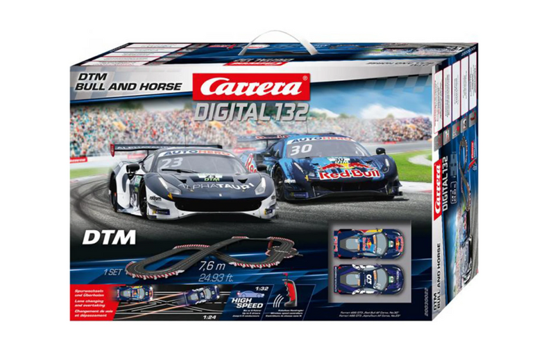 CARRERA 20030022 DIGITAL 132 DTM BULL AND HORSE WIRELESS 7.6M SLOT CAR SET