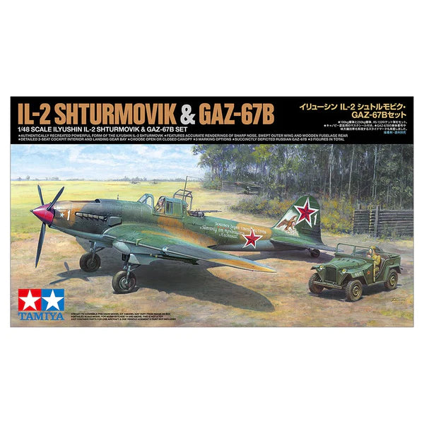 TAMIYA 25212 IL-2 SHTURMOVIK AND GAZ-67B 1:48 SCALE PLASTIC MODEL KIT