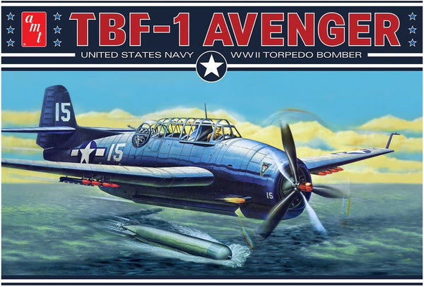 AMT 1377 U.S.N TBF-1 AVENGER WWII TORPEDO BOMBER 1/48 SCALE PLASTIC MODEL KIT BOMBER