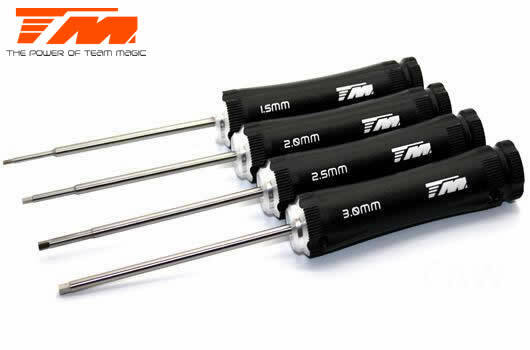 TEAM MAGIC 117057A 4 PIECE RC TOOL SET METRIC 1.5MM, 2MM, 2.5MM, 3MM ALLEN DRIVER SET