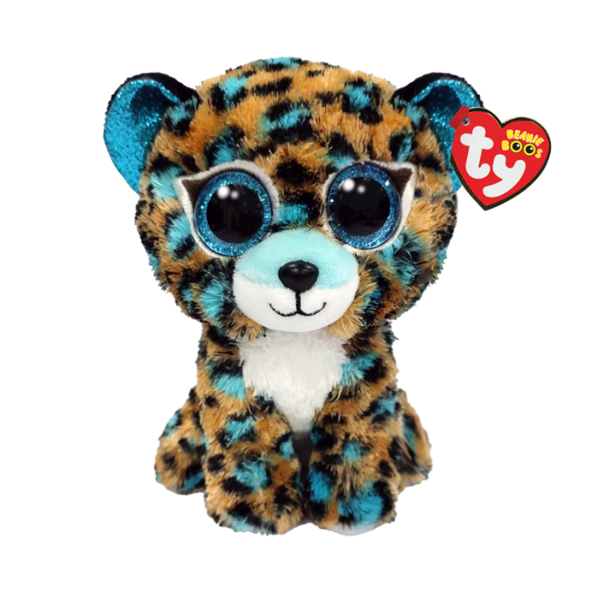 TY BEANIE BOOS COBALT BLUE LEOPARD REGULAR PLUSH