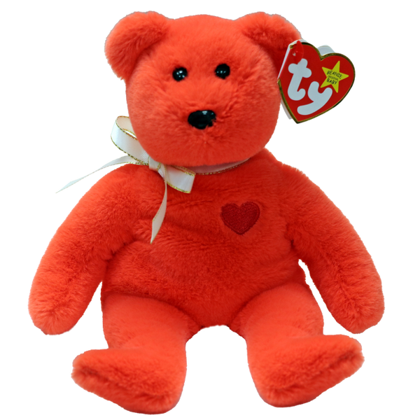 TY BEANIE BABIES VALENTINO II BEAR WITH HEART REGULAR PLUSH