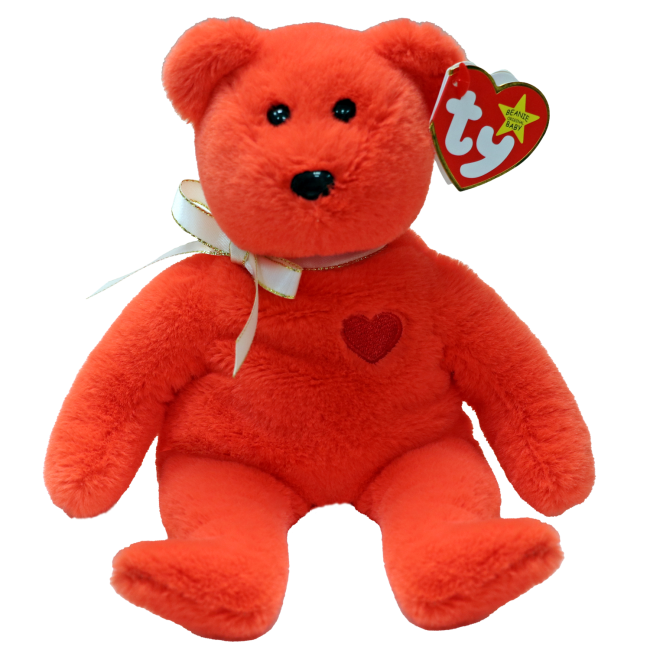 TY BEANIE BABIES VALENTINO II BEAR WITH HEART REGULAR PLUSH