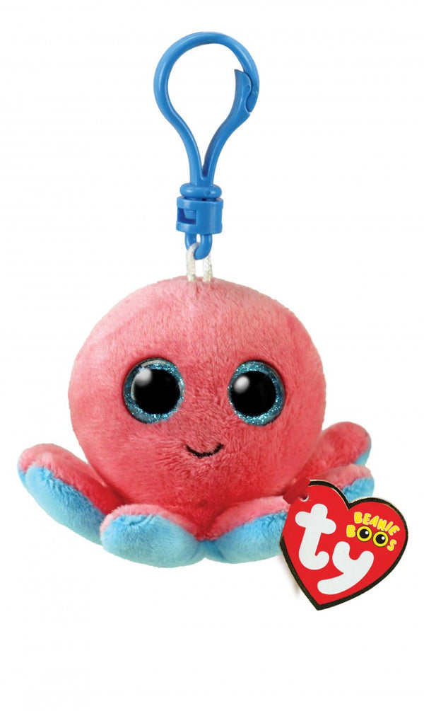 TY BEANIE BOOS SHELDON CORAL OCTOPUS PLUSH CLIP