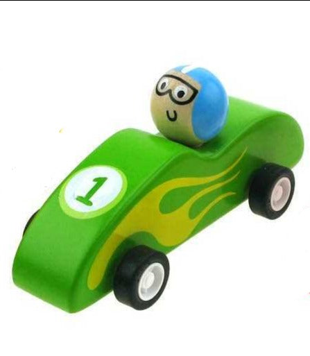 KAPER KIDZ WOODEN PULL BACK RACING CAR - GREEN