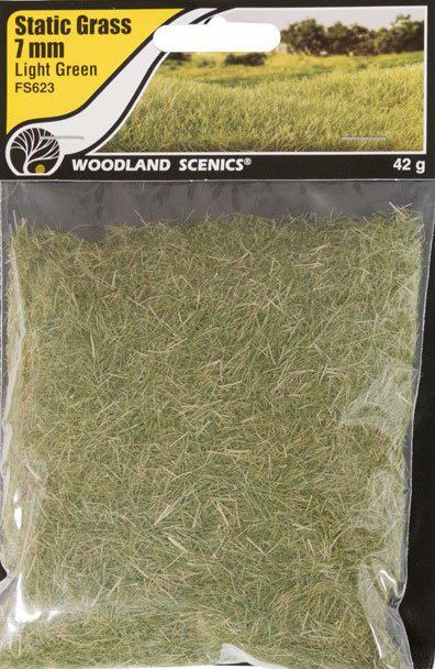 WOODLAND SCENICS FS623  STATIC GRASS 7MM LIGHT GREEN