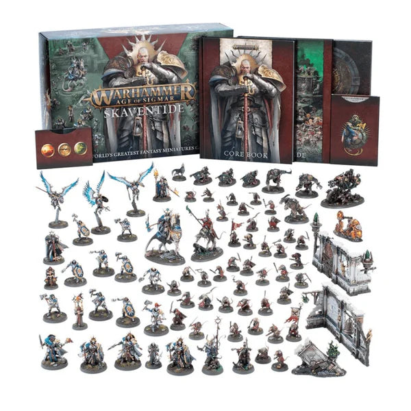 WARHAMMER AGE OF SIGMAR 80-03 SKAVENTIDE FANTASY MINITURES BOARD GAME - SET INCLUDES 74 CITADEL FIGURES