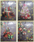 CHRISTMAS GIFT BAG - 4 ASSORTED DESIGNS MEDIUM 18x24x8.5cm