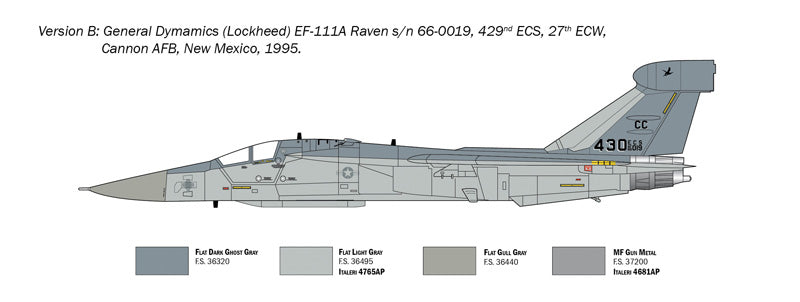 ITALERI 1235 LOCKHEAD MARTIN EF-111 A RAVEN 1/72 SCALE PLASTIC MODEL KIT FIGHTER