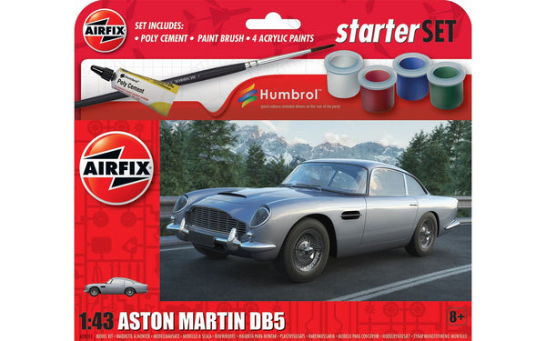 AIRFIX A55011 ASTON MARTIN DB5 STARTER SET INCLUDES PAINT AND GLUE 1/43 SCALE PLASTIC MODEL KIT