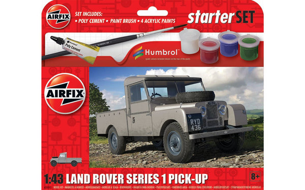 AIRFIX A55012 LAND ROVER SERIES 1 PICK UP STARTER KIT INCLUDES PAINT AND GLUE 1/43 SCALE PLASTIC MODEL KIT