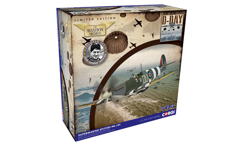 CORGI AA29103 D-DAY OPERATION OVERLORD SUPERMARINE SPITFIRE MKIXC SQ LEADER JOHN JOHNNIE HOULTON 1/72 SCALE METAL DIECAST MODEL