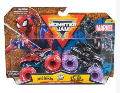 MONSTER JAM DIECAST MARVEL MONSTER TRUCKS SPIDERMAN AND BLACK PANTHER