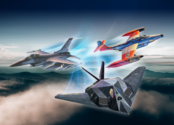 REVELL 05670 U.S ARIR FORCE 75TH ANNIVERSARY F-16 AND F-117 PAINT AND GLUE INCLUDED 1/72 SCALE PLASTIC MODEL KIT