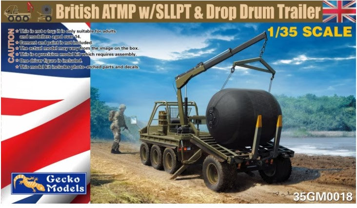 GECKO MODELS GM35018 BRITISH ATMP W/SLLPT AND DROP DRUM TRAILER 1/35 SCALE PLASTIC MODEL KIT