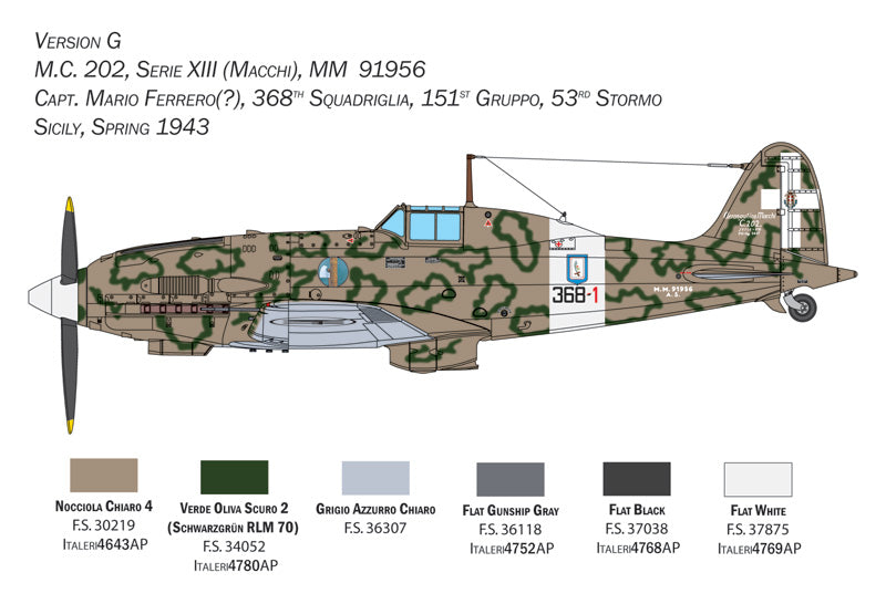 ITALERI 2518 MACCHI MC.202 FOLGORE 1/32 SCALE PLASTIC MODEL KIT FIGHTER AIRCRAFT