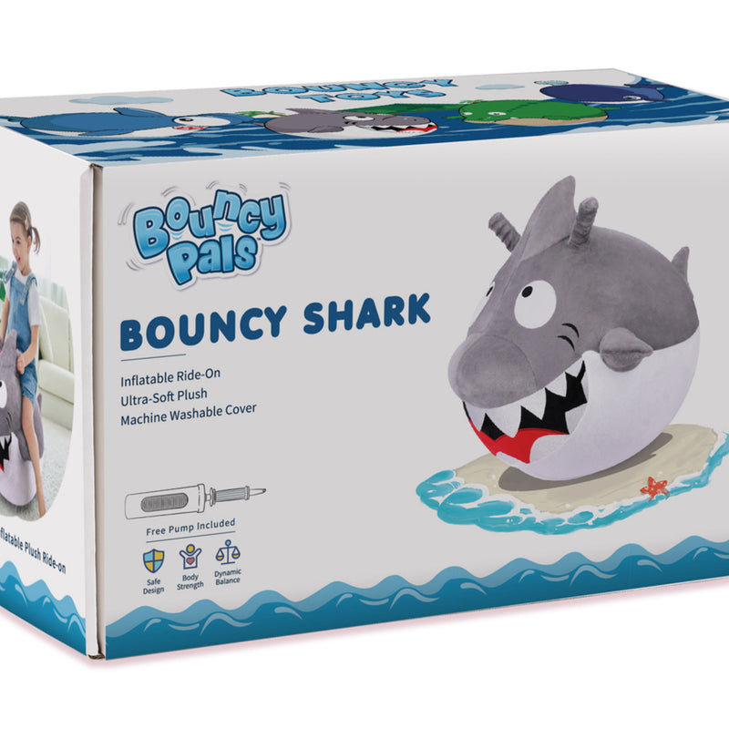 BOUNCY PALS ULTRA SOFT PLUSH RIDE ON - BOUNCY SHARK