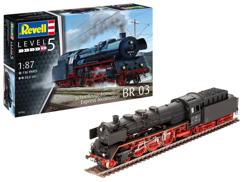 REVELL 02166 SCHNELLZUGLOKOMOTIVE EXPRESS LOCOMOTIVE BR 03 CLASS WITH TENDER 1/87 HO SCALE PLASTIC MODEL KIT TRAIN