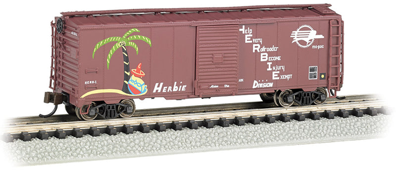 BACHMANN 17060 ARR 40 STEEL BOX CAR MISSOURI PACIFIC HERBIE N SCALE SILVER SERIES ROLLING STOCK