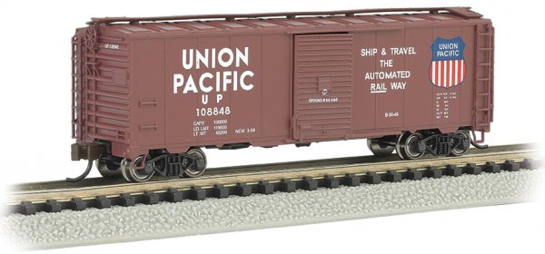 BACHMANN 17053 UNION PACIFIC AAR 40 FOOT STEEL BOX CAR 108848 N SCALE ROLLING STOCK