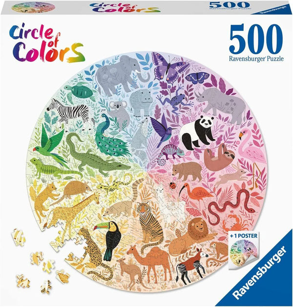 RAVENSBURGER 171729 CIRCLE OF COLOURS ANIMALS BY BETHAN JANINE 500PC JIGSAW PUZZLE