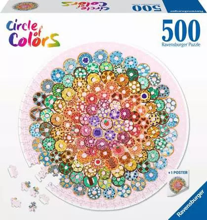 RAVENSBURGER 173464 CIRCLE OF COLOURS DONUTS BY LIV WAN 500PC JIGSAW PUZZLE