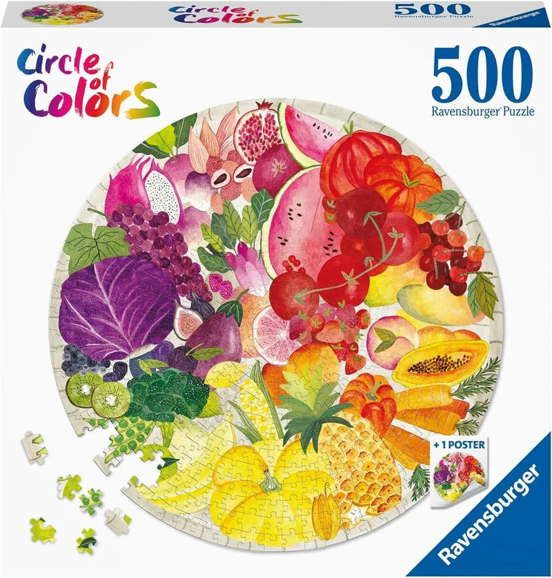 RAVENSBURGER 171699 CIRCLE OF COLOURS FRUITS AND VEGETABLES BY SONIA CAVALLINI 500PC JIGSAW PUZZLE