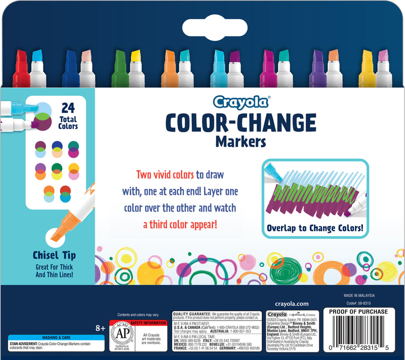 CRAYOLA COLOUR CHANGE DUAL ENDED MARKERS 8PK