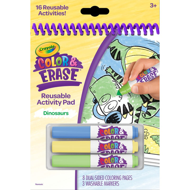 CRAYOLA COLOUR AND ERASE REUSABLE ACTIVITY PAD - DINOSAURS