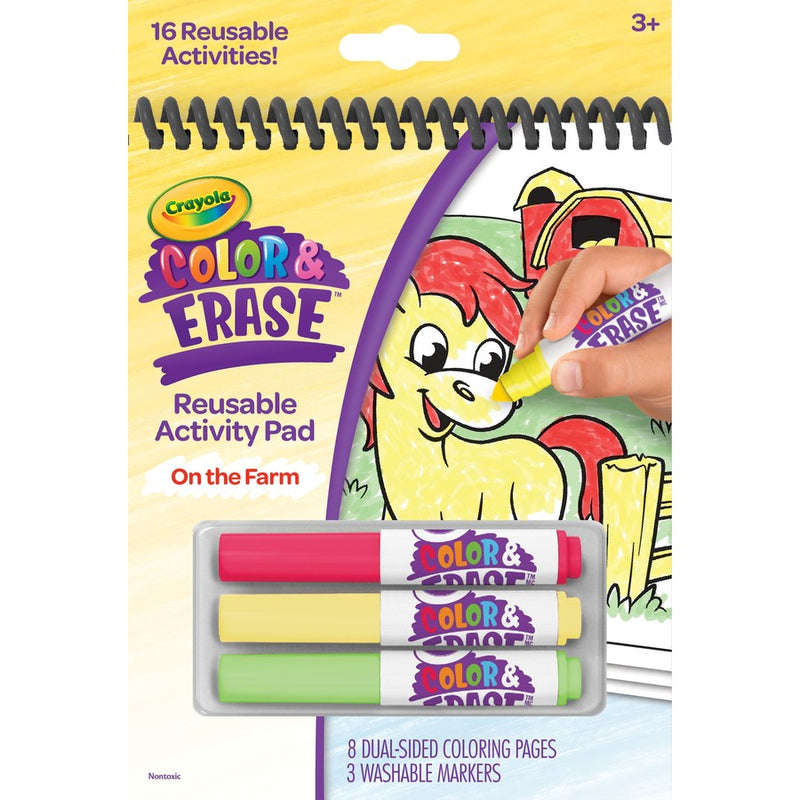 CRAYOLA COLOUR AND ERASE REUSABLE ACTIVITY PAD - ON THE FARM