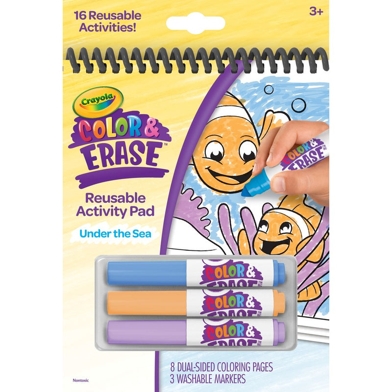 CRAYOLA COLOUR AND ERASE REUSABLE ACTIVITY PAD - UNDER THE SEA