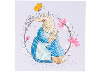 CRAFT BUDDY DIY CRYSTAL ART CARD KIT PETER AND MRS JOSEPHINE RABBIT 18CM X 18CM PARTIAL CRYSTAL