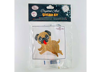 CRAFT BUDDY DIY CRYSTAL ART STICKER KIT PLAYFUL PUP 9CM X 9CM MOTIF