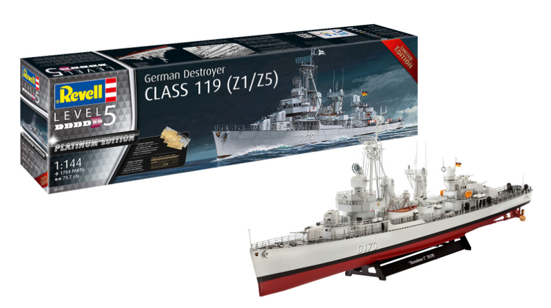 REVELL 5179 GERMAN DESTROYER CLASS 119 (Z1/Z5) LIMITED EDITION 1/144 SCALE PLASTIC MODEL KIT