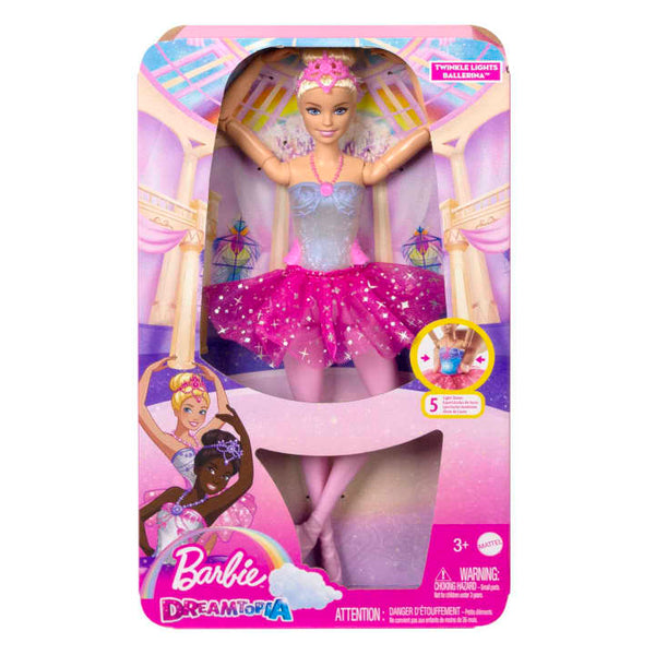 BARBIE TWINKLE LIGHTS BALLERINA BLONDE HAIR AND PINK SKIRT WITH 5 LIGHT SHOWS