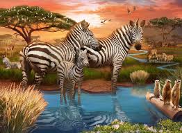 RAVENSBURGER 173761 ZEBRAS AT WATERHOLE 500PC JIGSAW PUZZLE