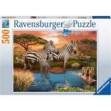 RAVENSBURGER 173761 ZEBRAS AT WATERHOLE 500PC JIGSAW PUZZLE