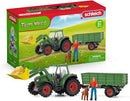 SCHLEICH 42608 FARM WORLD TRACTOR WITH TRAILER 50PC