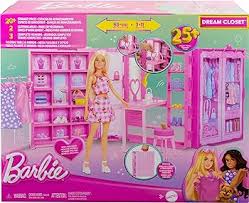 BARBIE DREAM CLOSET INCLUDES BLONDE HAIR WITH PINK CHERRY CHECKERED OUTFIT DOLL AND OVER 25 PIECES