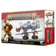 WARHAMMER AGE OF SIGMAR 60-10 STORMCAST ETERNALS PAINTS SET  INCLUDES 3 MINIATURES