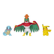 POKEMON BATTLE FIGURE SET -  SQUIRTLE HAWLUCHA AND PIKACHU