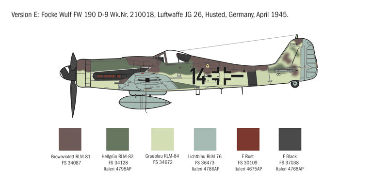 ITALERI 1312 FW190 D-9 SUPER DECAL SHEET 6 VERSIONS 1/72 SCALE PLASTIC MODEL KIT FIGHTER