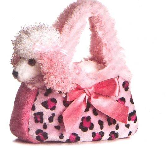 FANCY PALS POODLE IN A PINK ANIMAL PRINT BAG